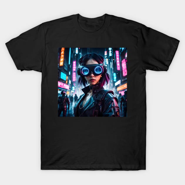 Cyberpunk Hacker Girl T-Shirt by StudioX27